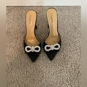 Tony Bianco Black Satin Bow Sandal Size 8